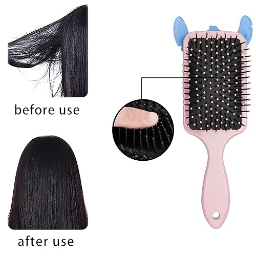 Miniatura 4 de Lindo cepillo para el cabello, diseño de dibujos animados, cepillo de cerdas suaves para cabello grueso y rizado, cepillo ideal para mujeres y niñas