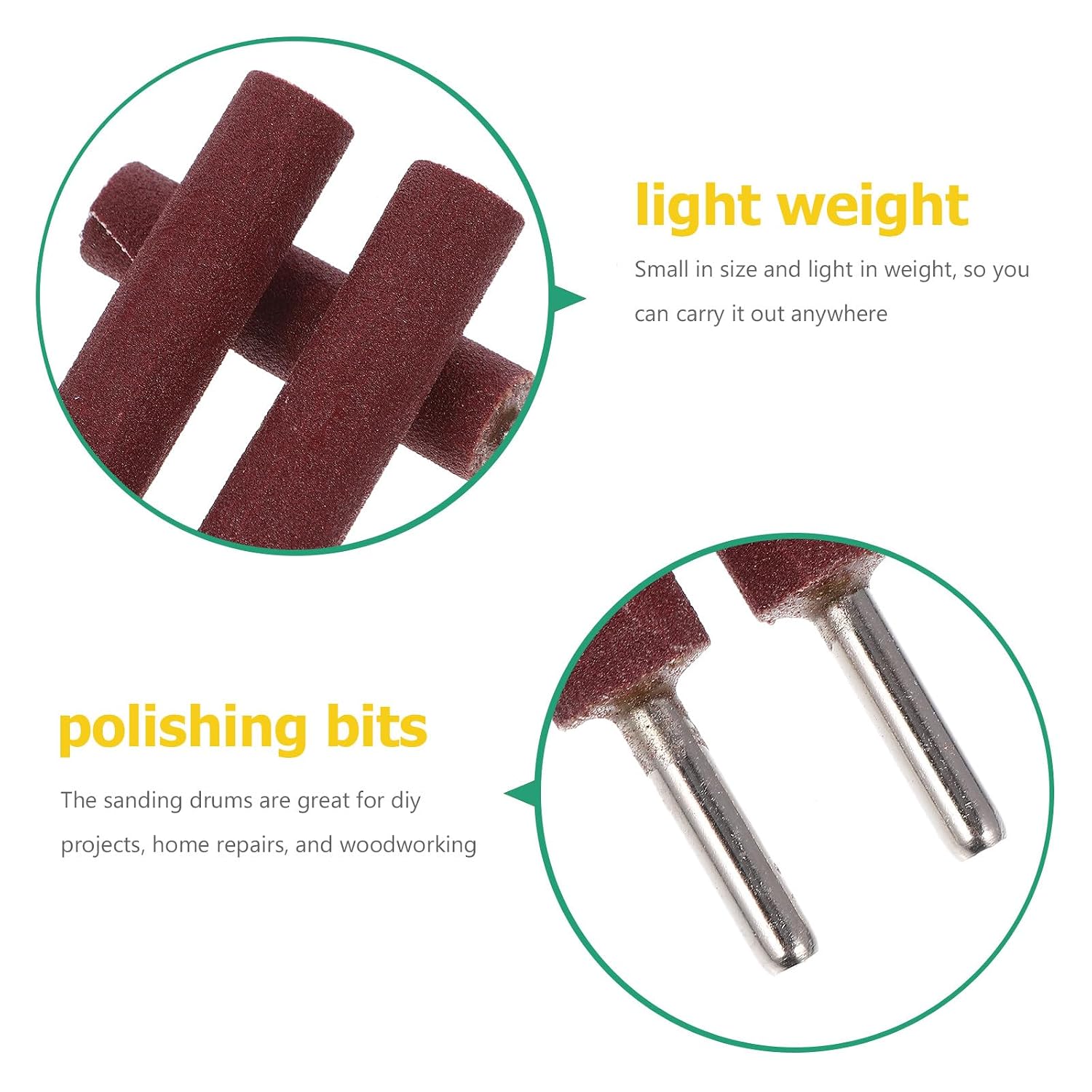 SEWACC 3pcs Grit Sanding Drum Attachments Head Porting Kit for Rotary Tool Drill Press Versatile Sanding Bar Sticks for Woodworking Metal Plastic and Jade Polishing
