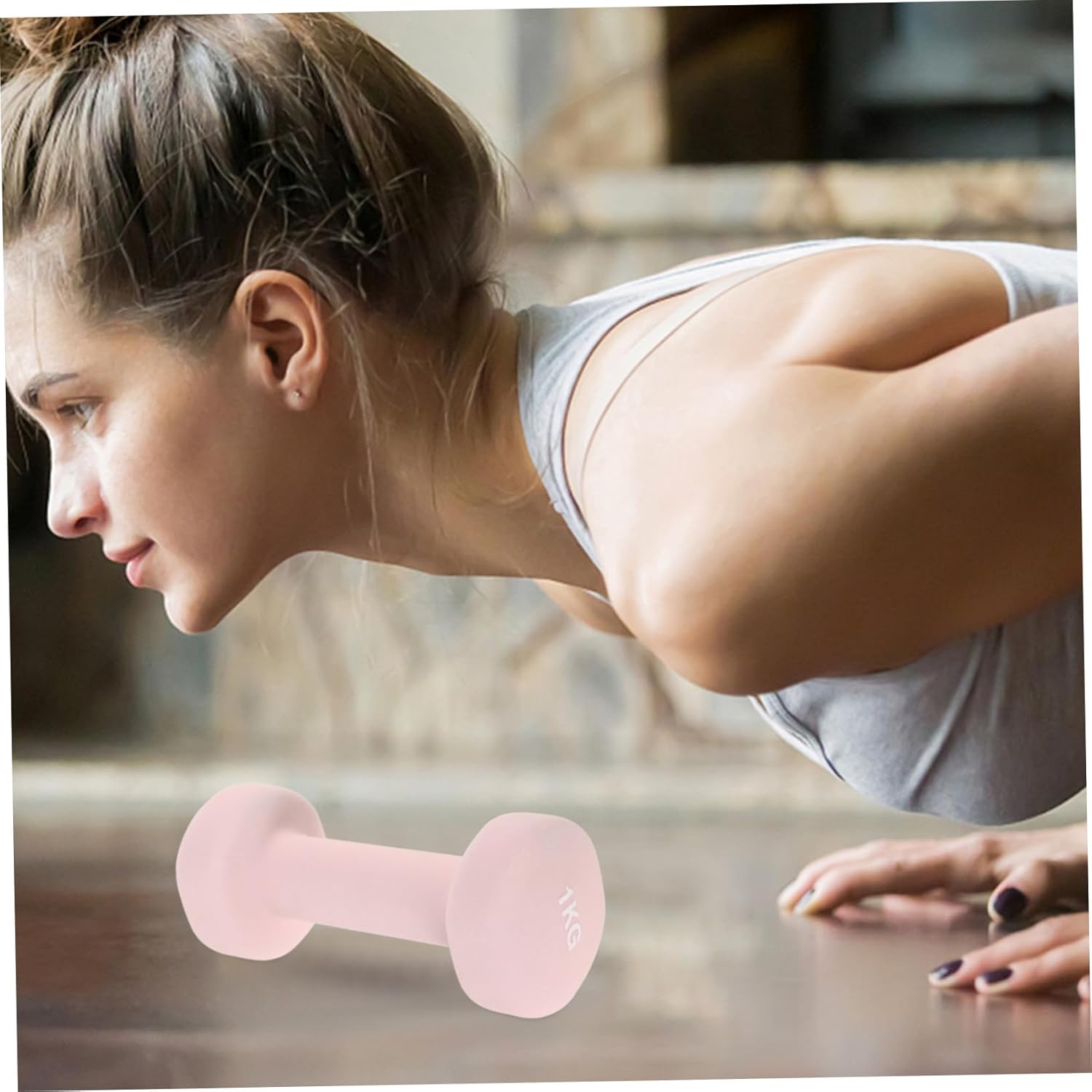 Generic 2pcs Pink Dumbbells for Vinyl Coated Non-slip Hand Weights Home Gym Exercise Equipment for Beginner Fitness Training and Body Toning