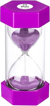 Sand Timer 20 Minutes Hourglass timer, Giant Purple Sand Clock 20 Minutes, Plastic 20 Min Glass Colorful Sandglass Timer for Kids, Games, Classroom, Kitchen, Decor