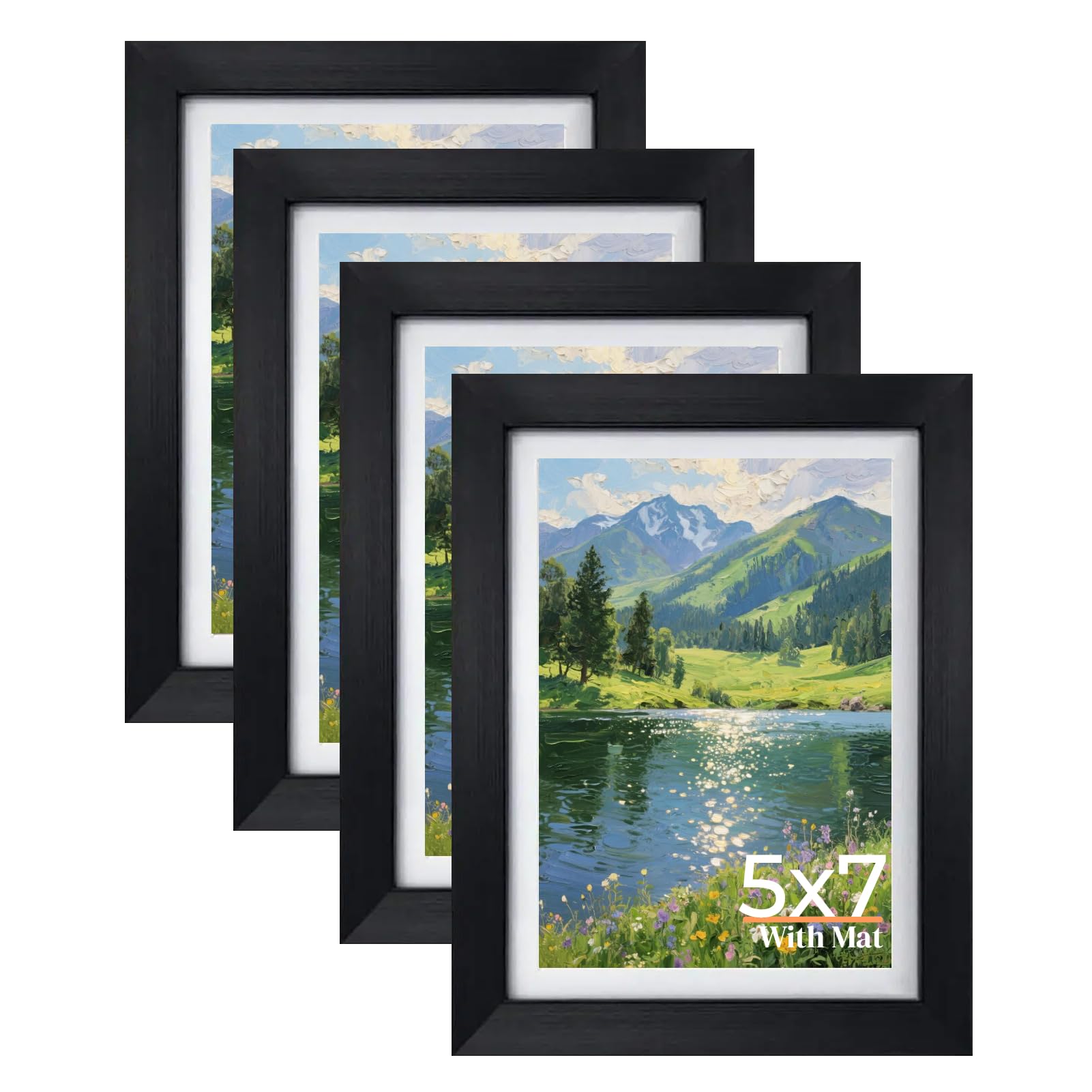 Giftgarden 5x7 Picture Frame Set of 4, Matted to Display 5x7 Photo