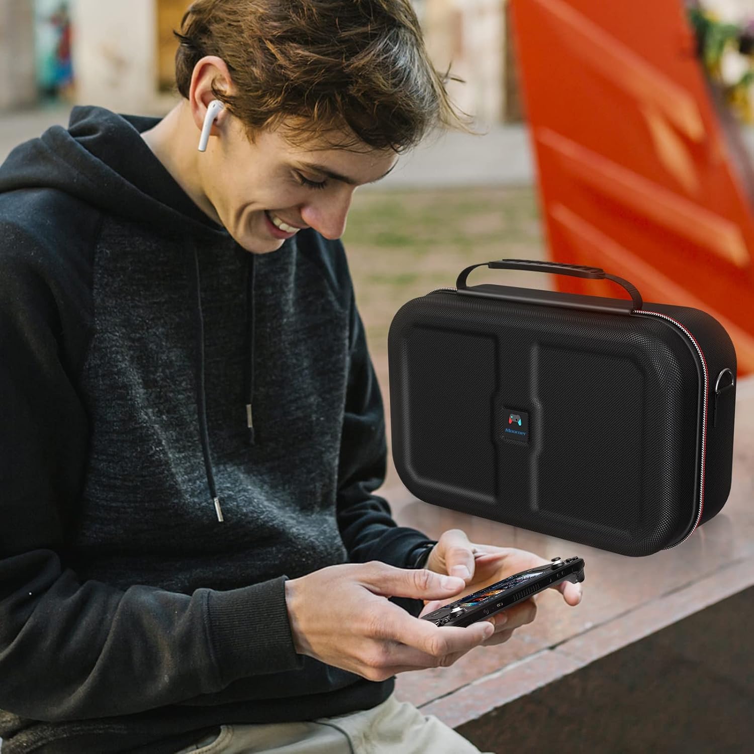 Mooroer Steam Deck Case, 2024 Upgrade Steam Deck Carrying Case, Large Capacity Storage, Built-in AC Adapter Charger Storage, Black - Image 9