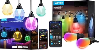 Govee Smart Outdoor String Lights 48ft Bundle Outdoor Clear Bulb String Lights 48ft