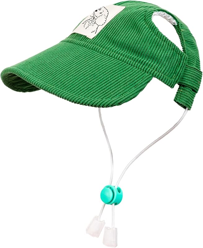 Chapéu Boné para Cães e Gatos com Furos para Orelhas, Corduroy Ajustável Verde (X-Small) MIANHUATANG