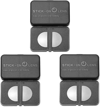 OKH 3-pack Stick-on Reading Glasses Lens Adhesive Magnification Bifocal Lenses for Sunglasses Safety Goggles, No Water Needed, 2.5, Clear