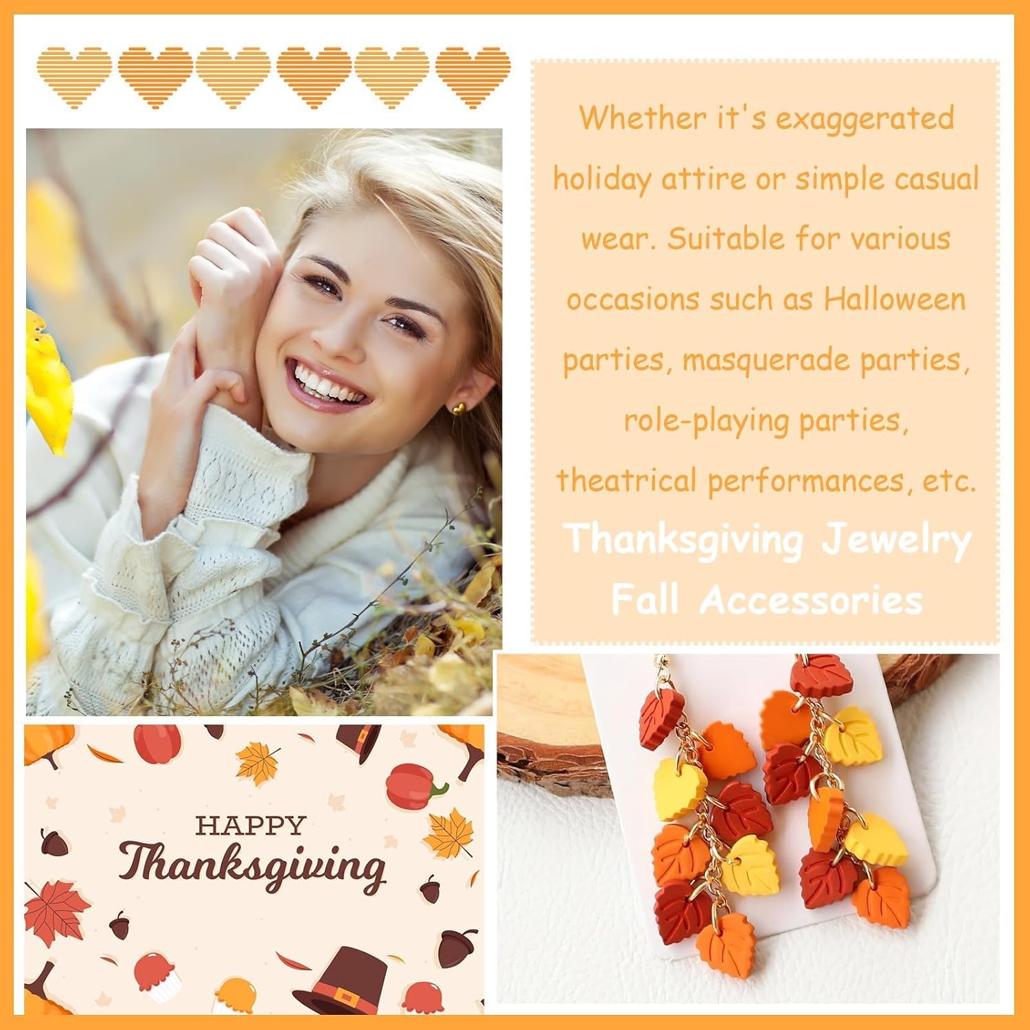 Pumpkin Earrings for Women Fall Leaf Dangle Drop Acrylic Bow Earring Dainty Statement Earrings Thanksgiving Jewelry Gifts Fall Autumn Dresses Accessories - Image 3