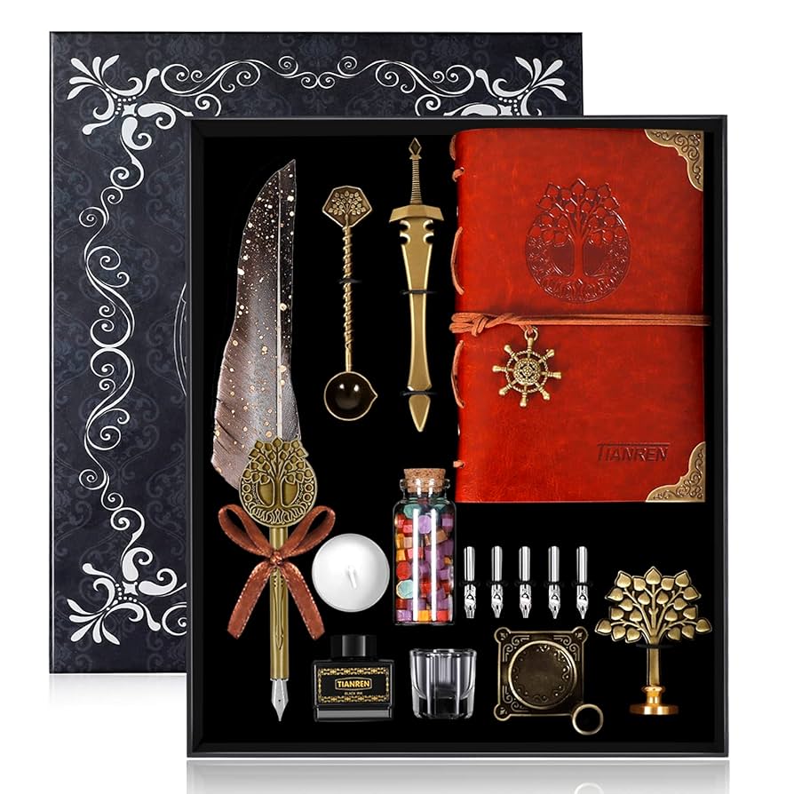 Amazon.com : TIANREN Feather Dip Pen and Ink Set,quill pen