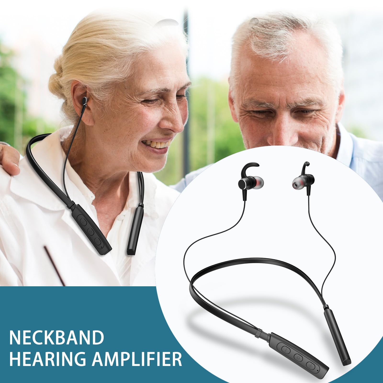 JINGHAO Amplificador de sonido recargable blanco banda para el cuello recargable