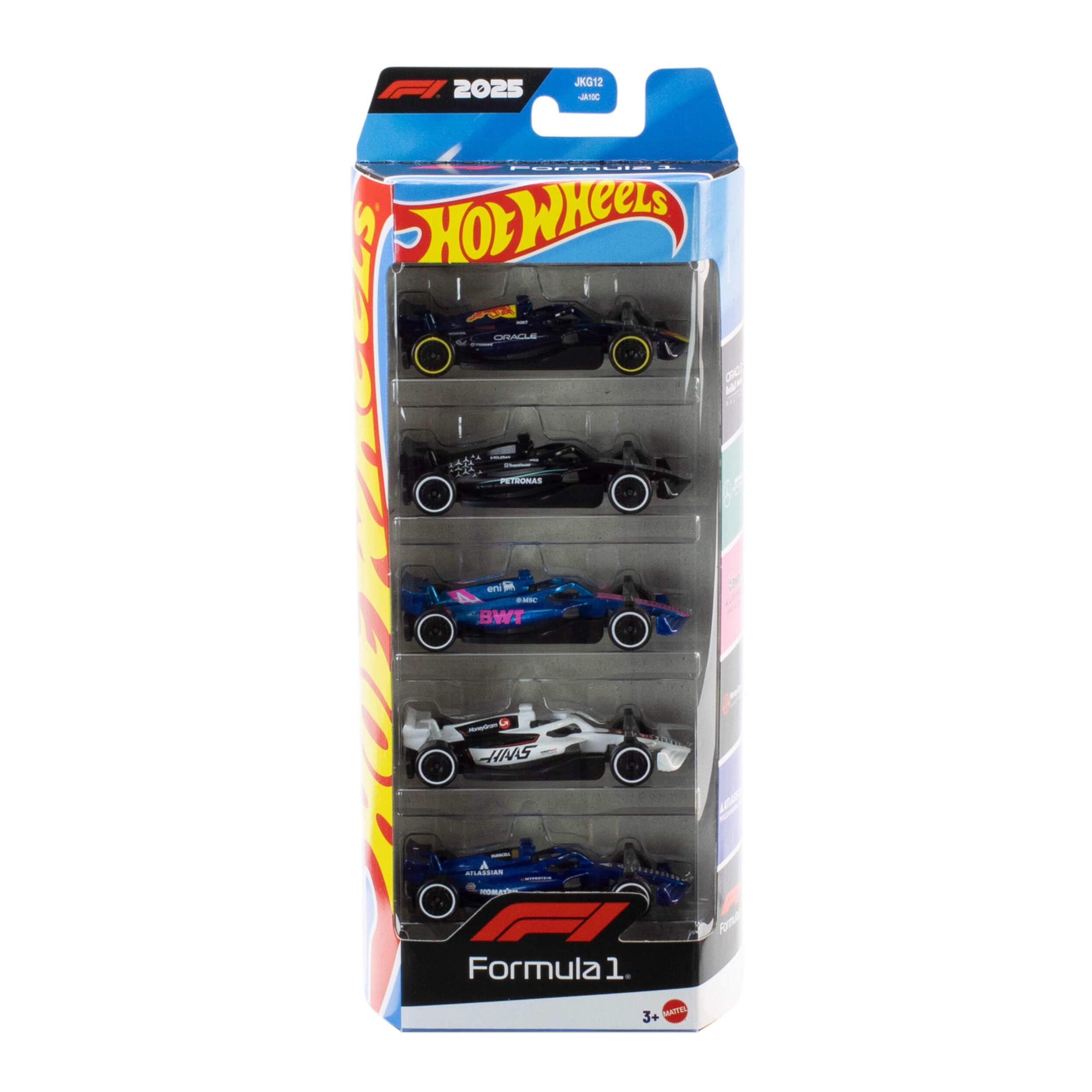 Hot Wheels Set da Collezione 5 Auto F1 Scala 1:64 Macchinine Premium JLN11