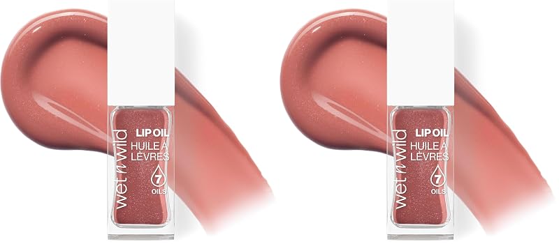 Óleo labial wet n wild Cocoa Rose, com óleos de marula e jojoba, acabamento brilhante, Pacote com 2