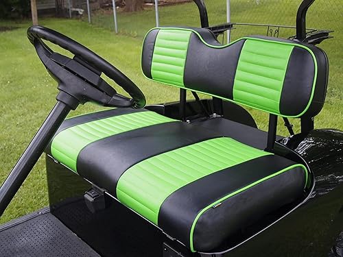 Vista 141 de Huskey - 4 fundas de asiento para carrito de golf delanteros y traseros para Club Car Precedent 2004+, modelos Tempo 2017+ G&E, negro de dos tonos