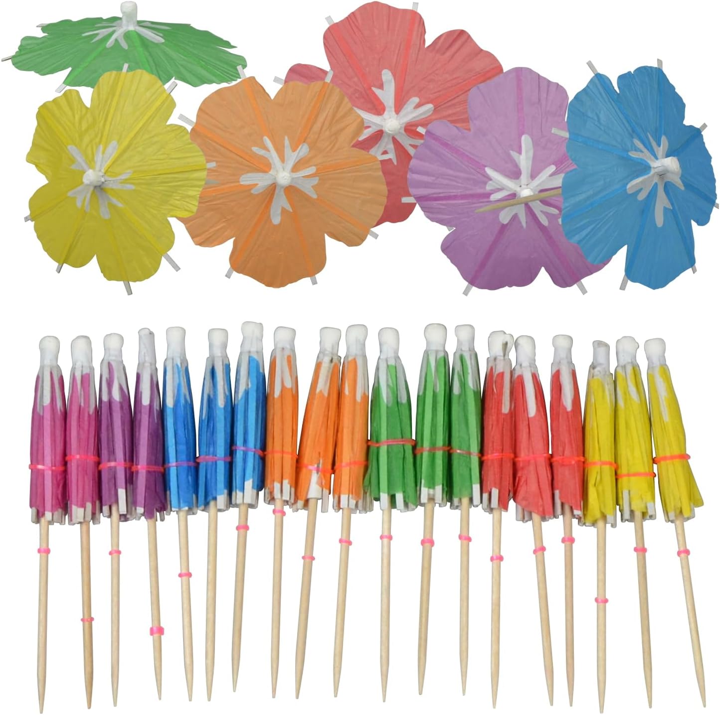 20 Pack Drink Umbrellas – Colorful Paper Cocktail Umbrellas for Drinks, Hawaiian Party Decorations & Cupcake Toppers (Multicolor,Umbrella)