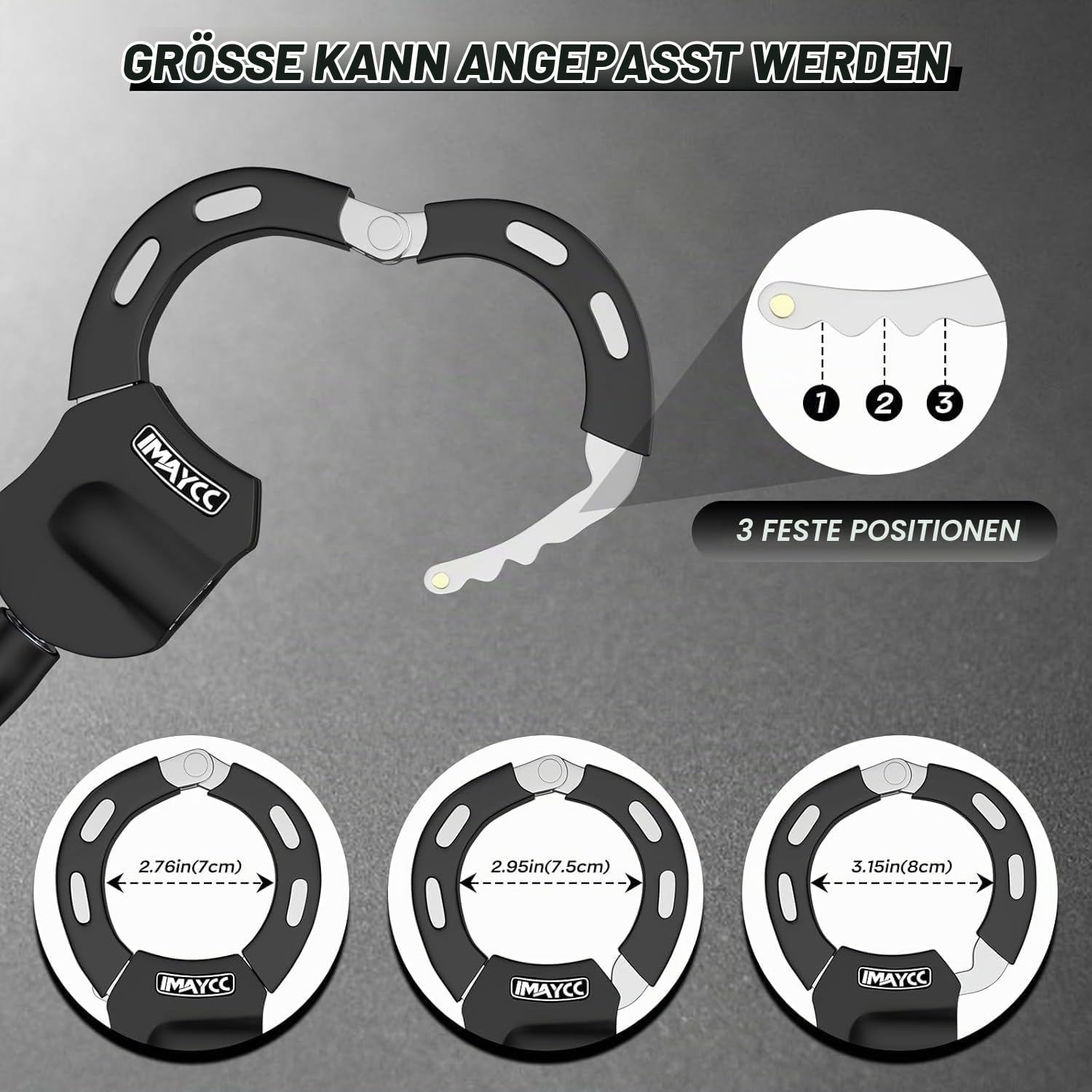 IMAYCC E Scooter Schloss,94cm Handschellenschloss mit Aufhängetasche, Sicheres Fahrradschloss aus gehärtetem Stahl, Diebstahlschutz für E-Scooter, Elektrofahrrad, Motorrad, Roller
