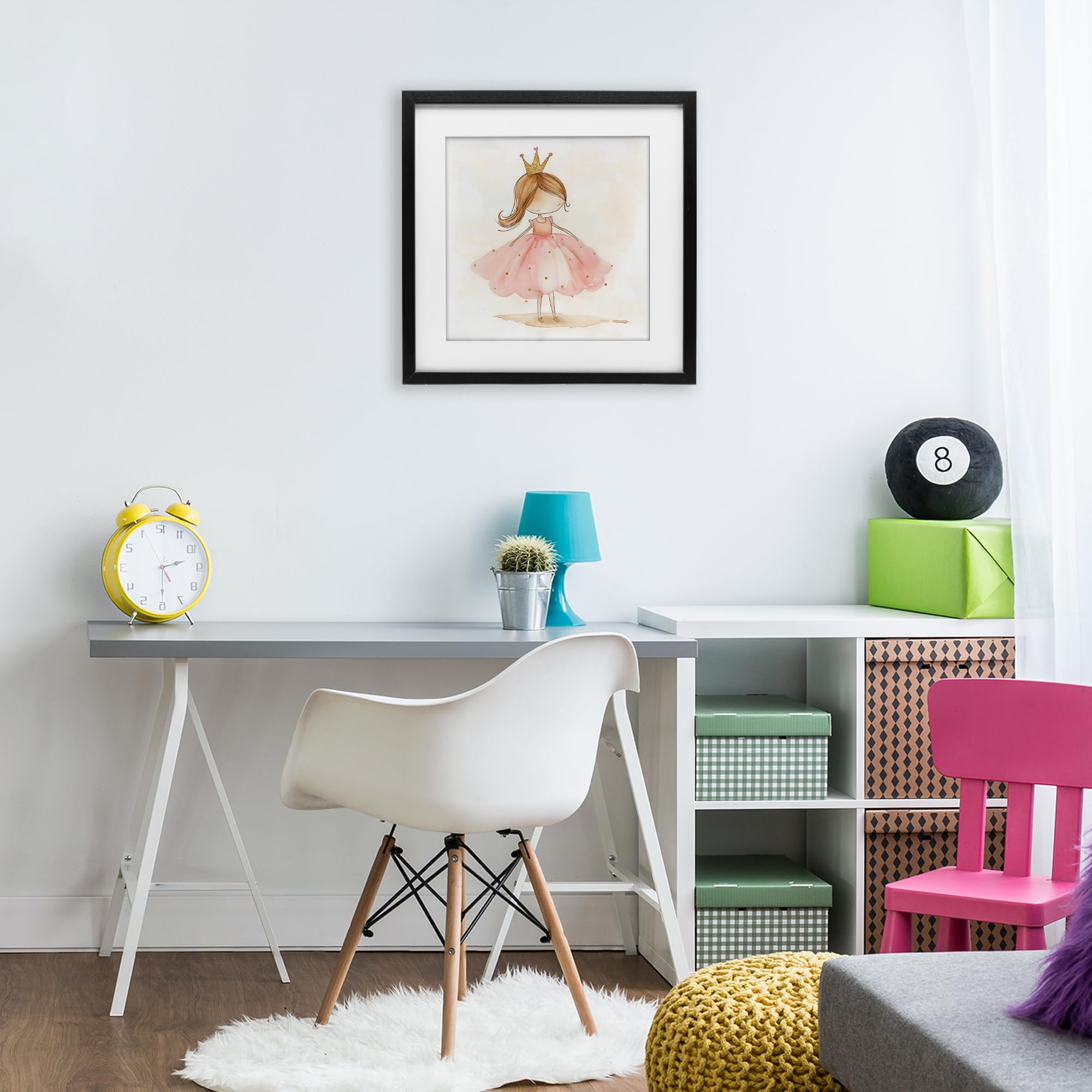Pequeña princesa con corona para sala de juegos, 13 x 13 pulgadas