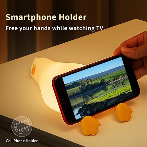 Miniatura 4 de Luz nocturna blanda, luz nocturna de pato plano acostado, luz nocturna de viaje, 3 niveles regulables, lámpara táctil recargable para amamantar,