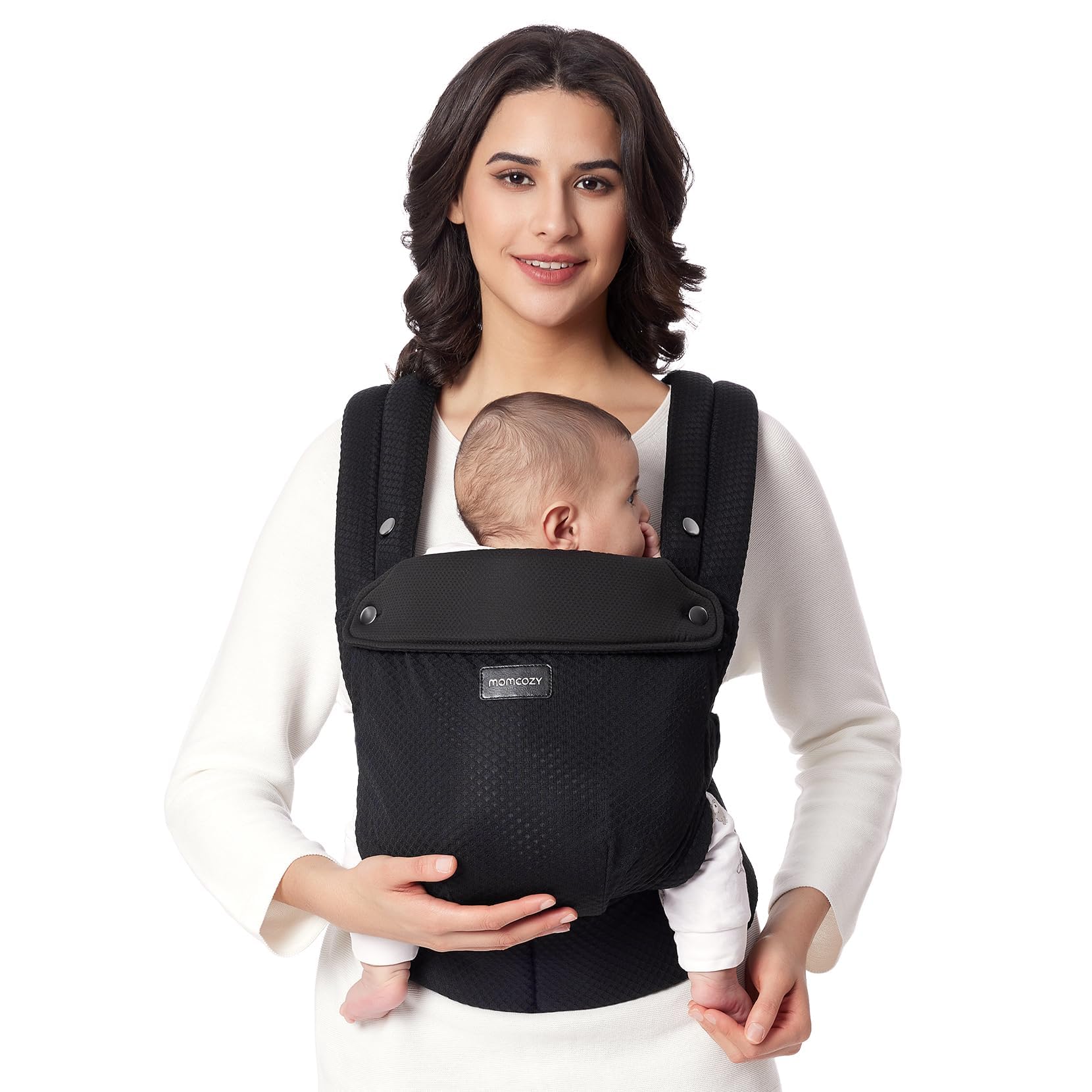 Momcozy Mochila Portabebés de Malla Transpirable, 3,2-20,4 kg, Ergonómica | 3–24 Meses, 3 tallas ajustables, posición M, soporte lumbar de EVA y aberturas acolchadas, 770 g y certificado OEKO-TEX