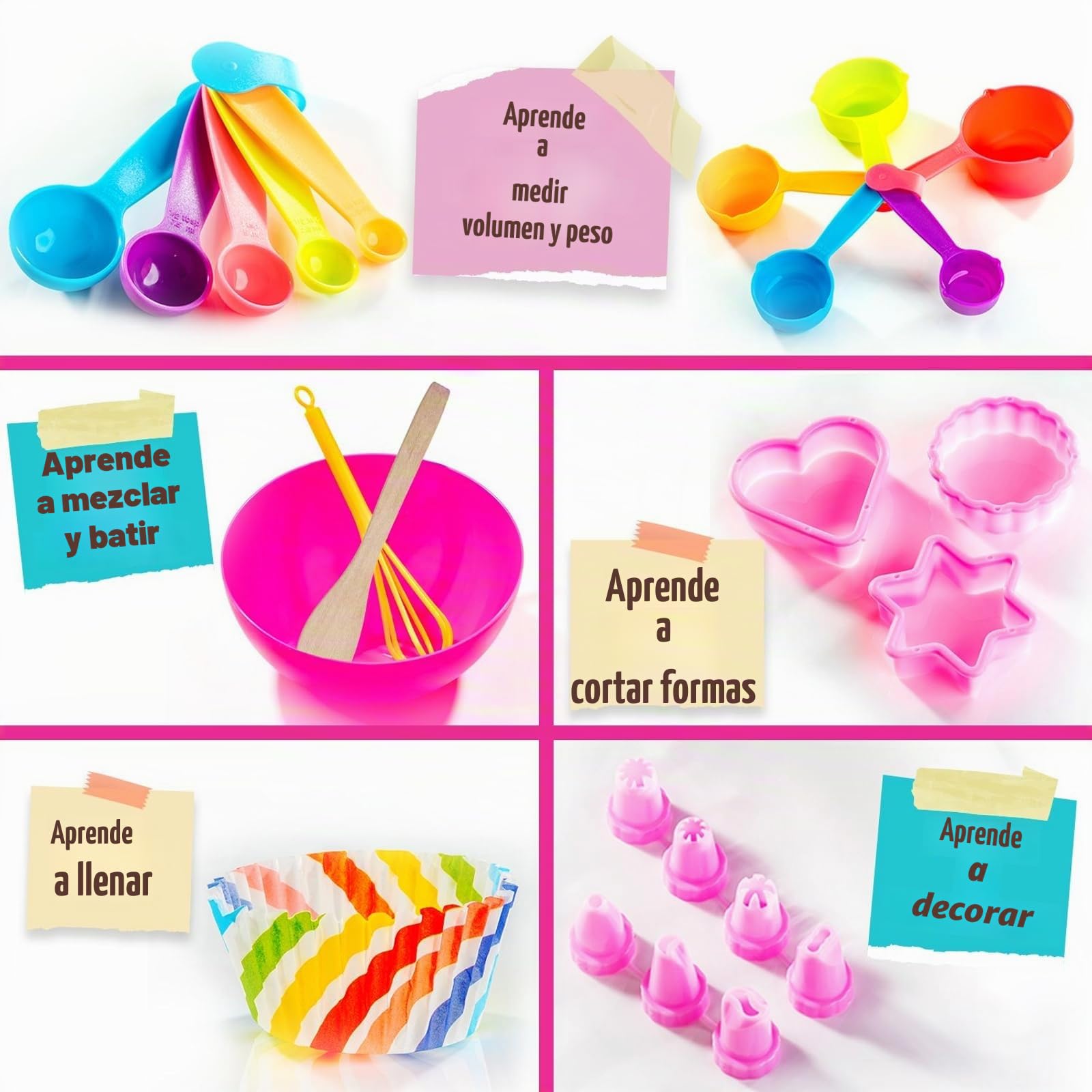 GirlZone Regalos para Niñas Set Pequeños Reposteros, 40 Piezas en un Set con Utensilios Cocina Juguete para Niños, Delantal y Recetas para Hacer Deliciosos Dulces