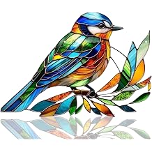 Crystal Bird Sun Catcher,2D Stained Glass Kit with Vibrant Colors,Flat Hanging Garden Ornaments Outdoor,Sparkling Glass&Crystal Ornaments for Windows,Unique Shape Home Decor, Sparrow