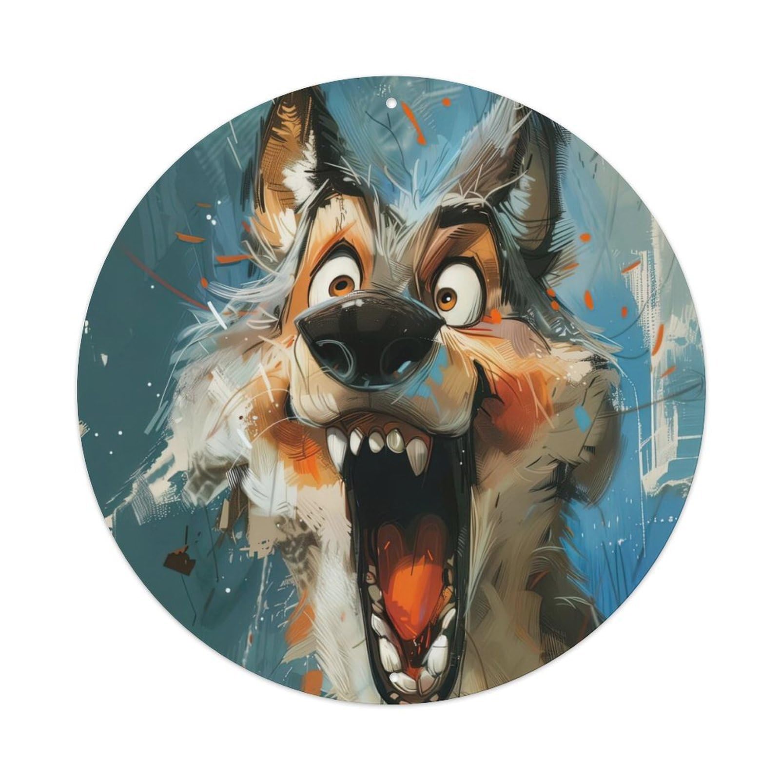 Animal Surprised Wolf Metal Tin Sign