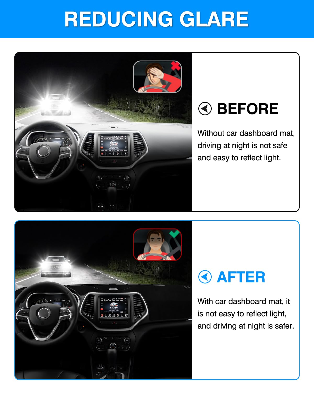 Autorder Dashboard Cover Mat For Toyota Tundra 2014-2021 - Flannel Dash Protector Against Sun Glare & UV Rays