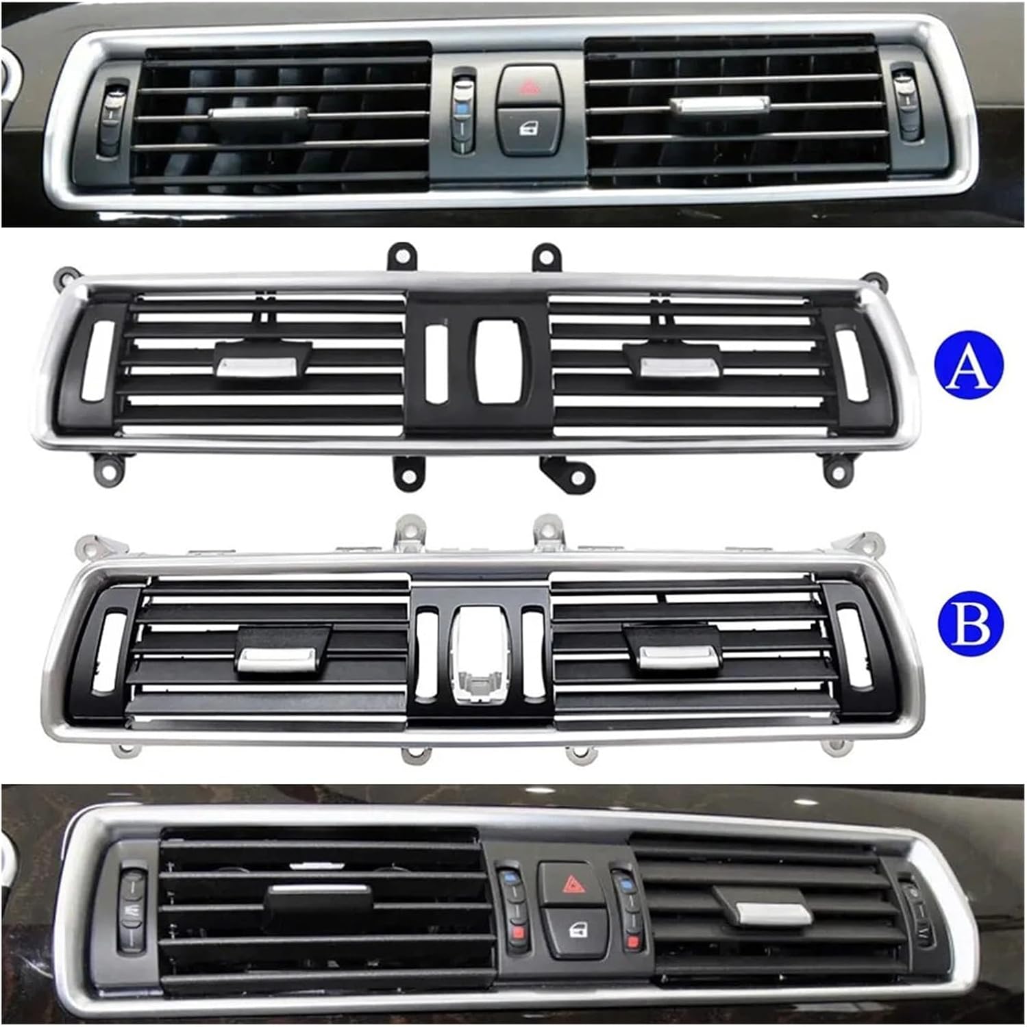 Front Console Chrome Central Air Conditioner Vent Grill Fit For BMW 5 Series GT F07 528 535 550 2010-2017 64229142584 64229142590(Model B)