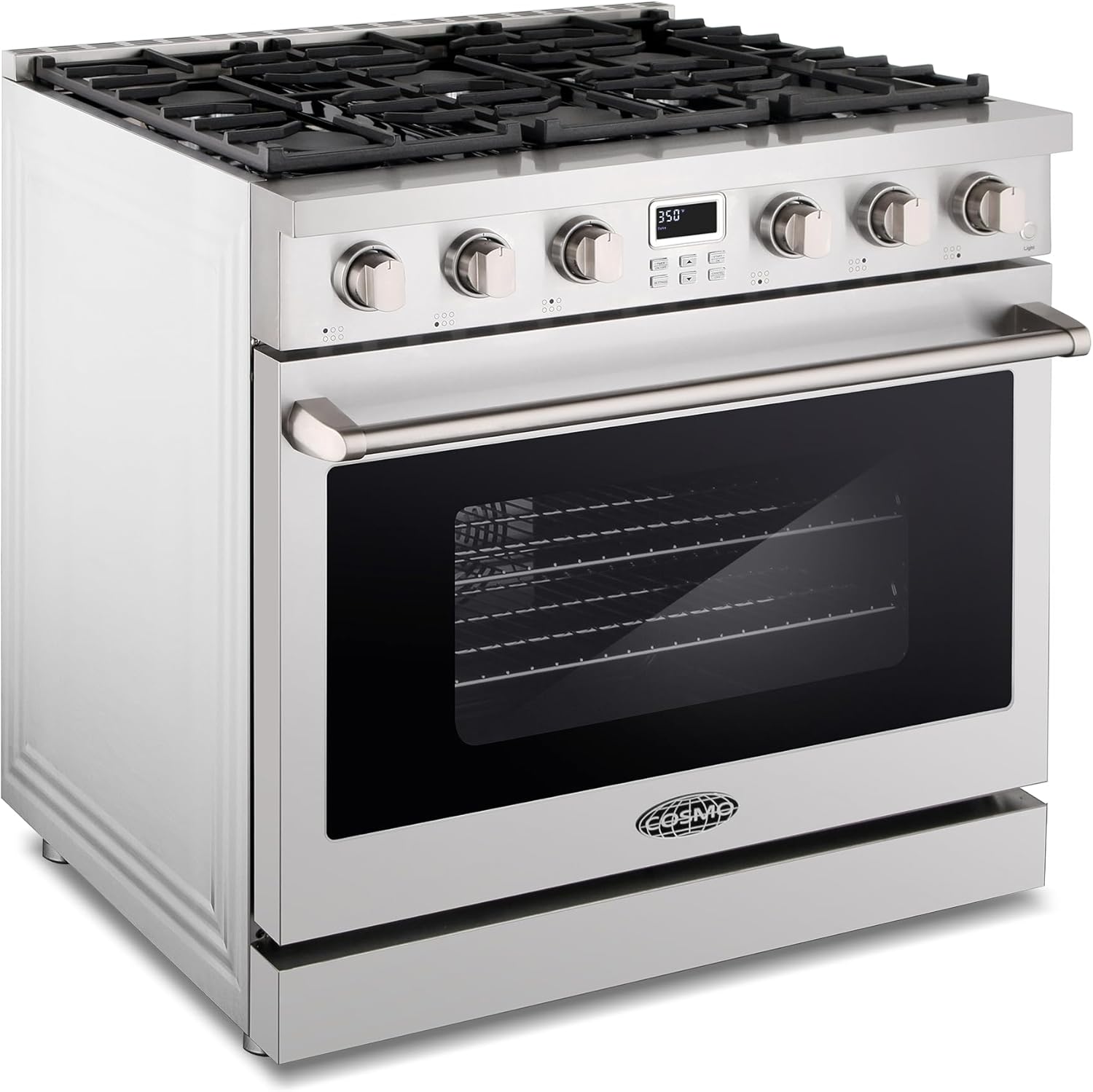 COSMO COS-GRC366KB 36 in. Lumin Collection 6.0 cu. ft. Gas Range with 6 Sealed Gas Burners and Convection Oven in Stainless Steel