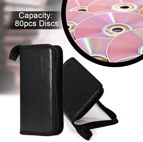 Miniatura 5 de Fosa Funda de poliuretano para CD/DVD/VCD con capacidad para 80 unidades, almacenamiento, soporte, folleto, bolsa, organizador de álbumes-Muti color