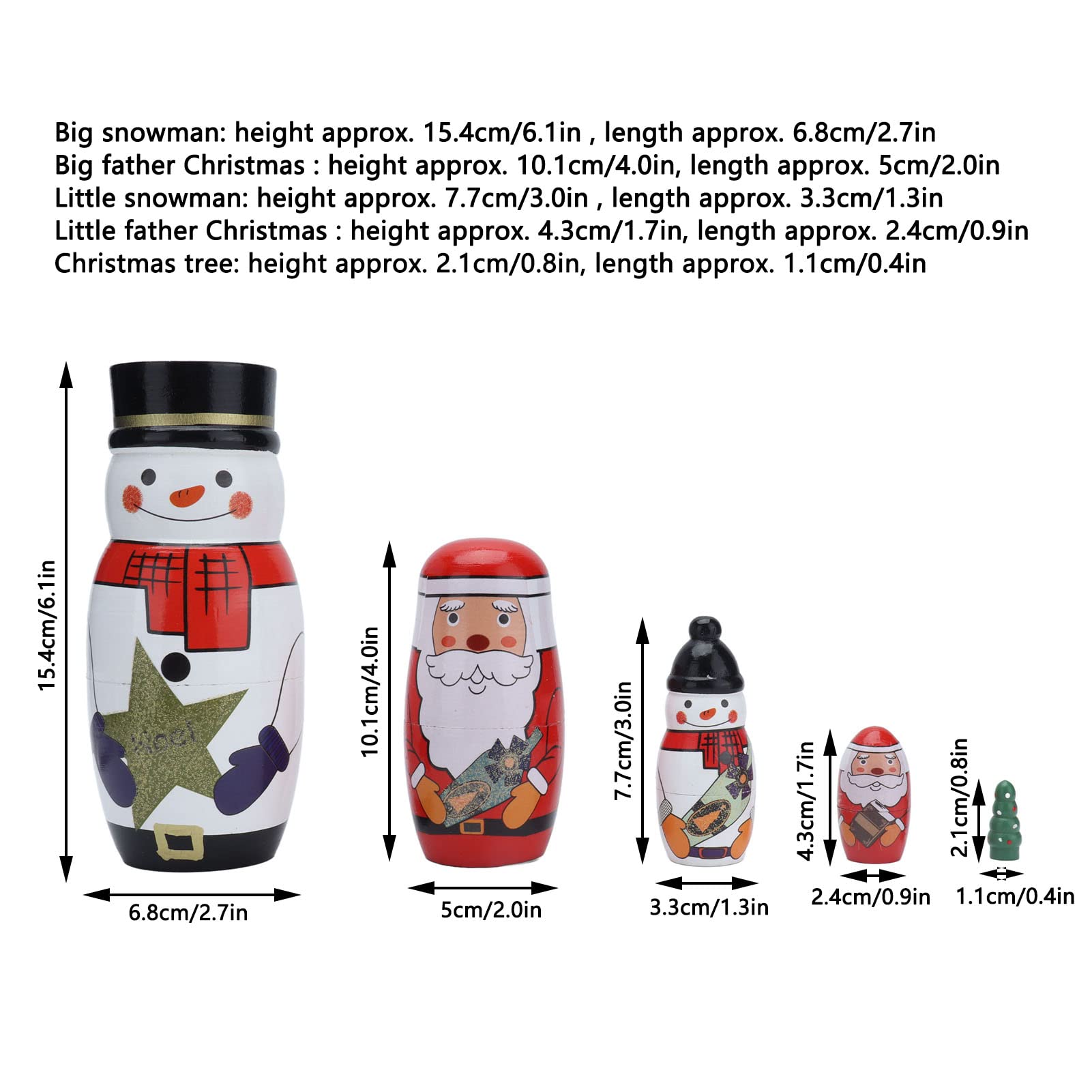 Glossy Round Christmas Nesting Dolls, Unique Style Attractive Decorative Ornaments, Handmade for Home Furnishings, Festive Gifts