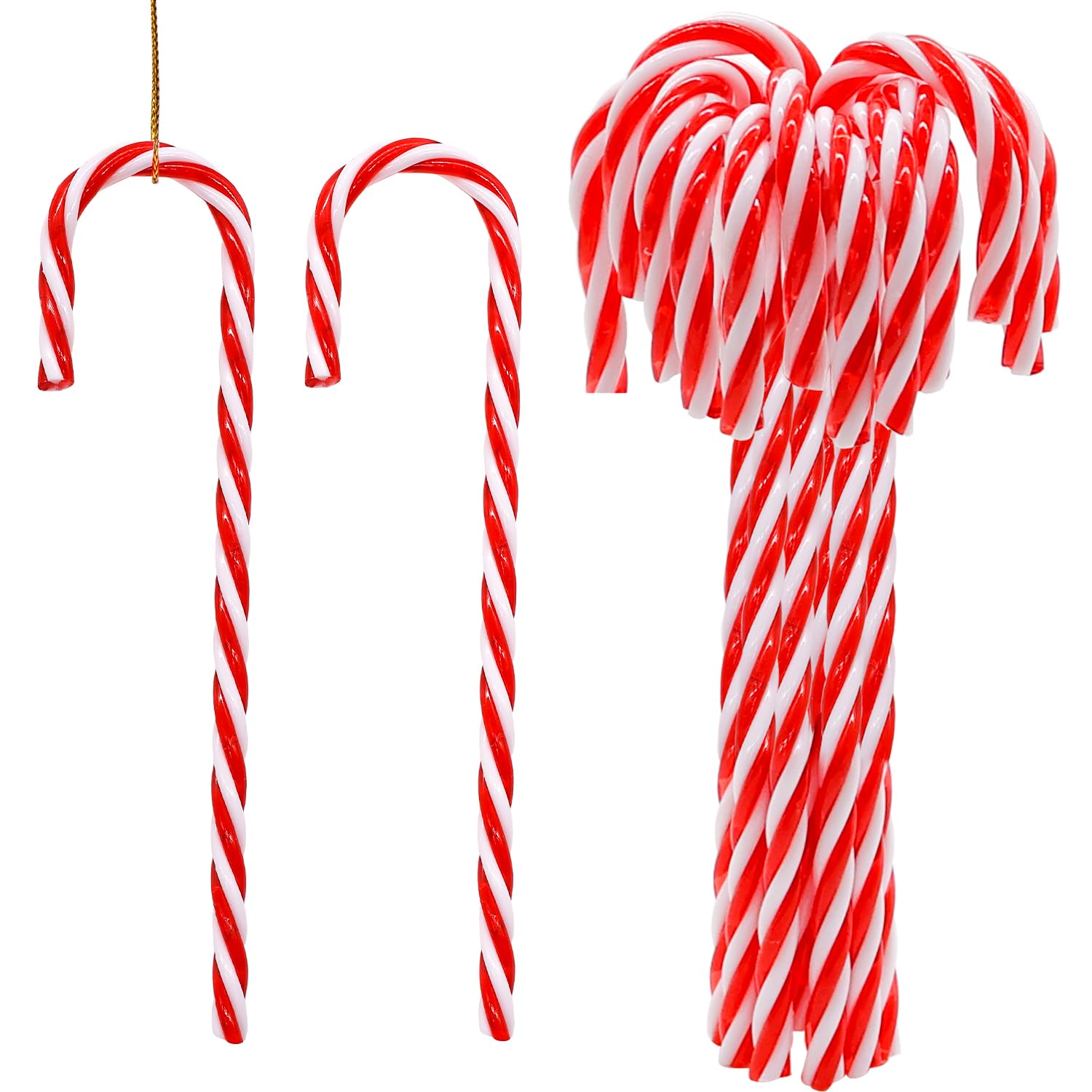 Yulenova Red White 12Pcs Christmas Decorations Candy Canes 15Cm Twisted Plastic Candy Cane For Christmas Tree Hanging Ornament,