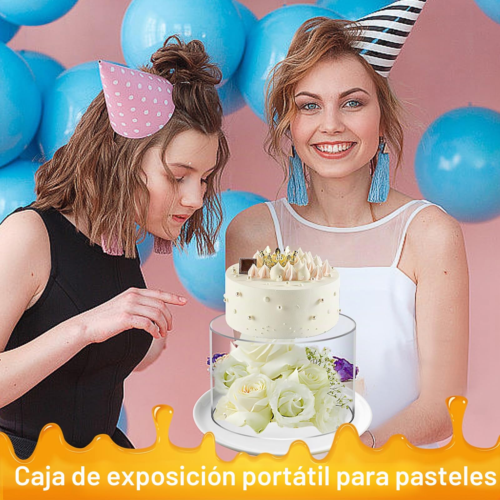 2 soportes para tartas rellenables de acrílico transparente de 15 cm + 25 cm, apilables, cajas de exhibición de pasteles, base decorativa para bodas, baby shower, fiesta de cumpleaños