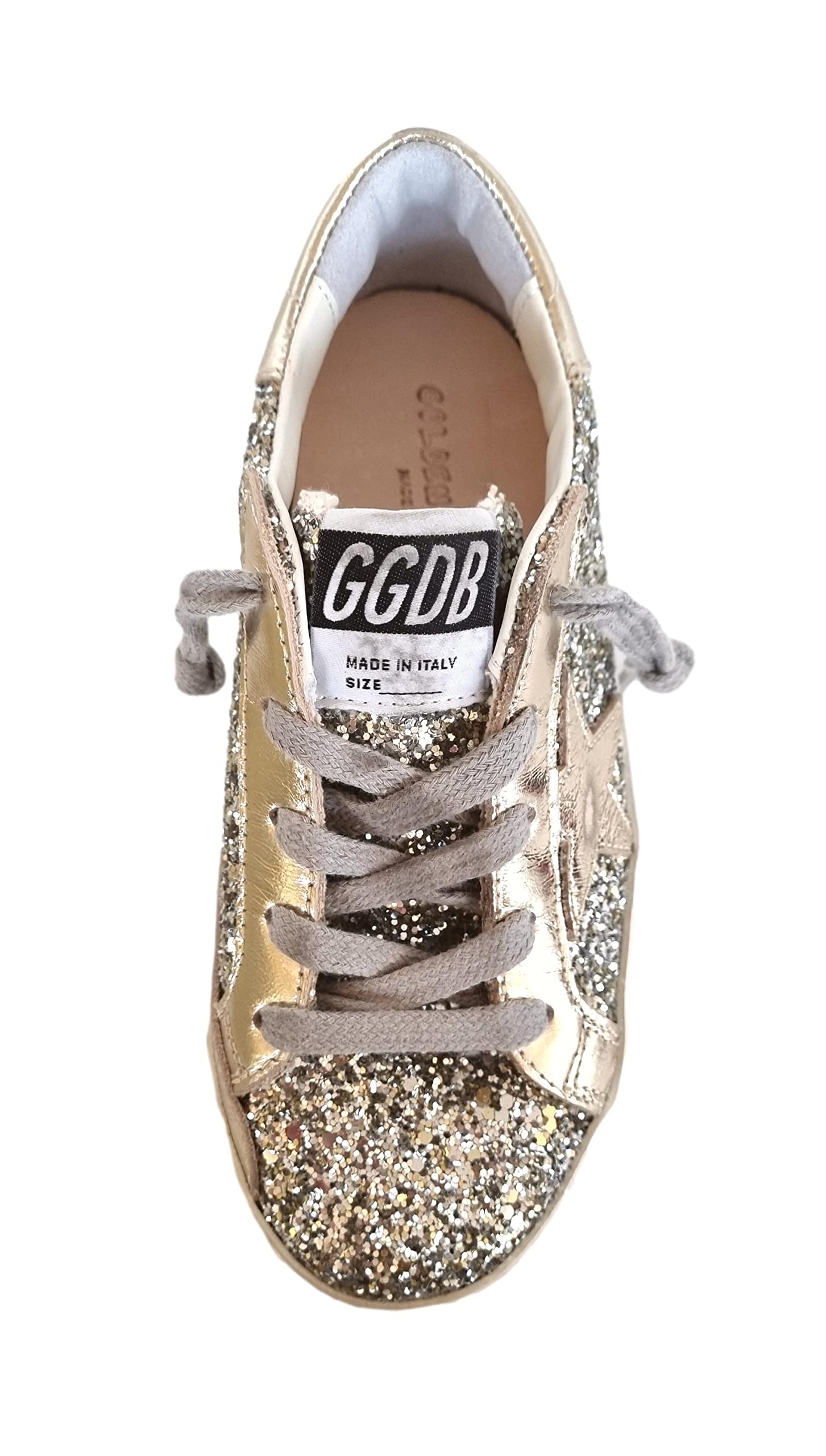 Golden Goose Chaussures Fille Cuir Vintage et Glitter GYF00101.F002840.65157 Platine