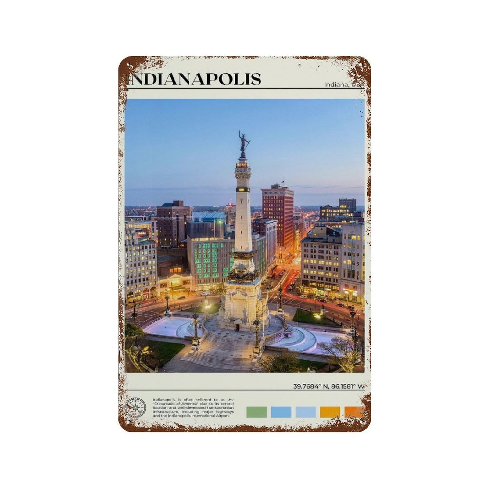 xiaoxiaoshen Real Photo Indianapolis Decor Indiana Wall Decor Art Metal Tin Poster Modern Home Decor Art Home Bar Shop Decorations Vintage Sign 30x20cm