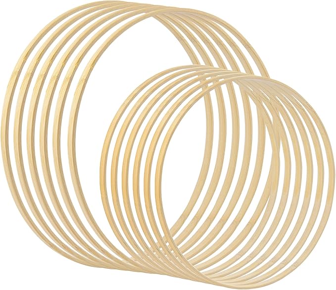 Amazon.com: AUEAR, 12 Pack Wooden Bamboo Floral Hoop 2 Sizes Macrame ...