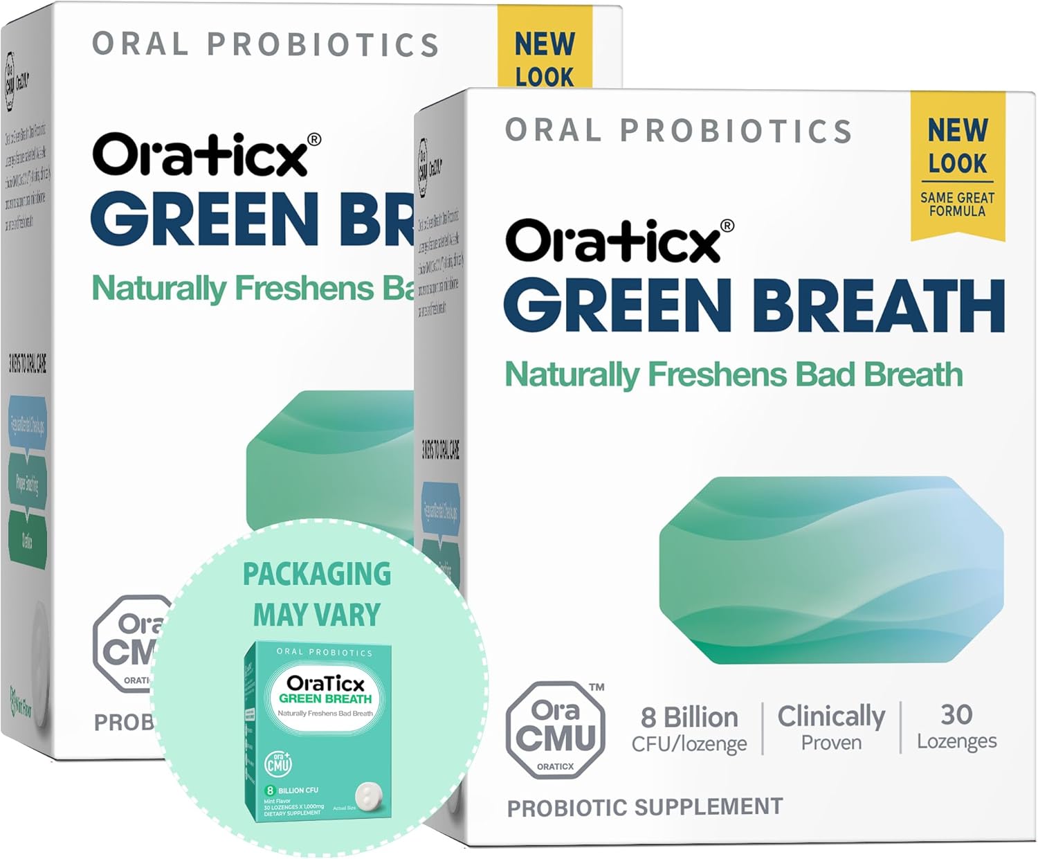 Oral Probiotics Green Breath Mint 8B CFU 30 Lozenges 2-Pack