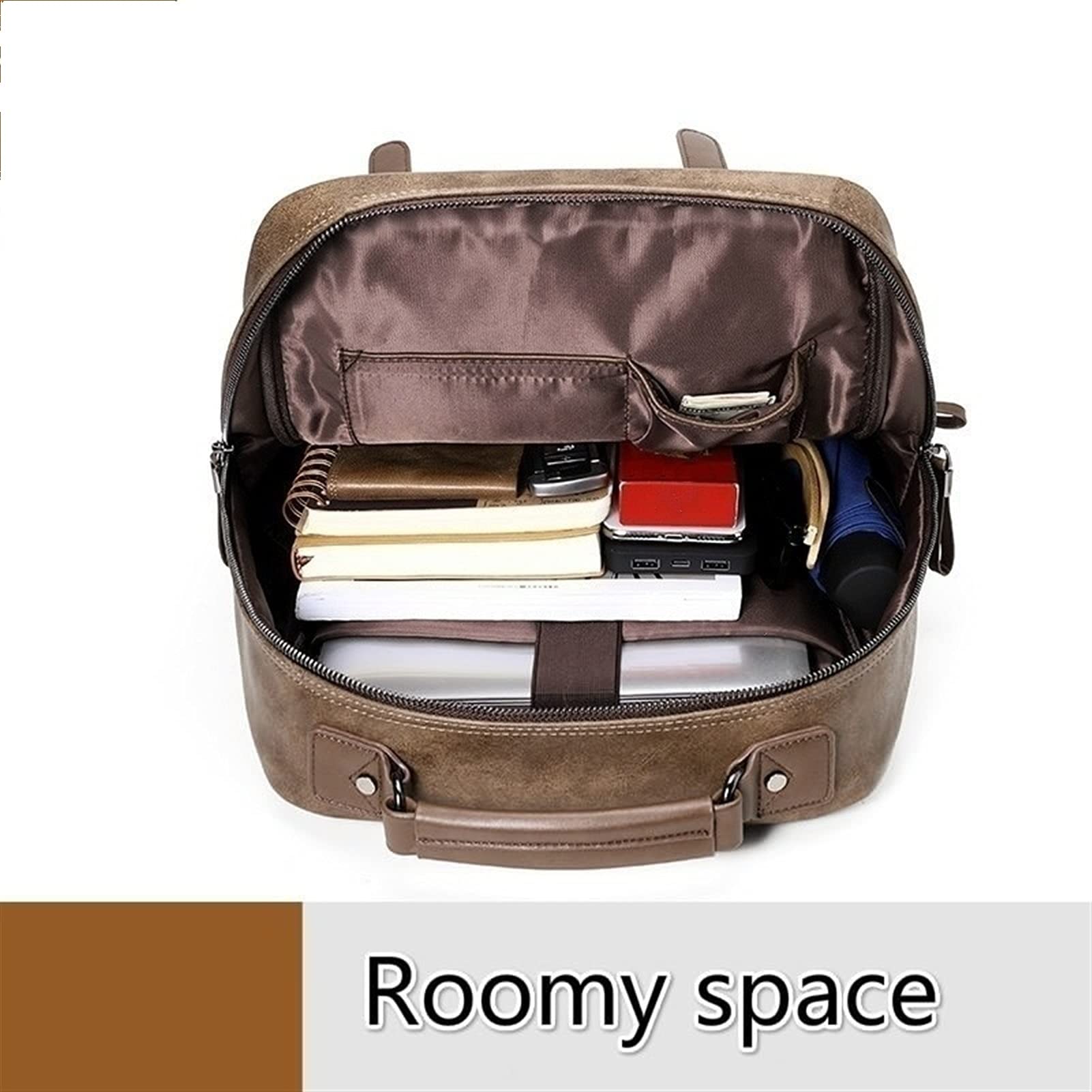 Rucksack Men's Business and Freizeit College-Tasche Echtes Leder Retro Designer Rucksäcke Casual 15,6 Zoll Laptoptasche Reise Rucksack (Color : Brown)