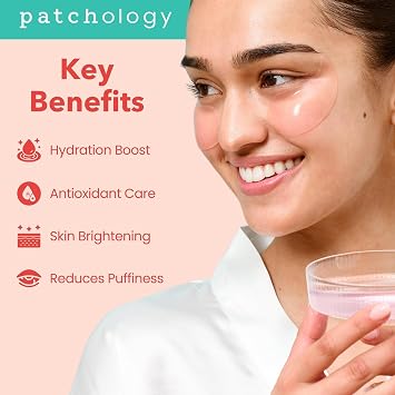 Patchology Serve Chilled Rose Hydrating Under Eye Patches Hyaluronic Acid & Antioxidant-Infused Eye Masks to Reduce Dark Circles, Puffiness & Fine Lines - Ideal Skincare Essentials (30 Pairs/Jar)