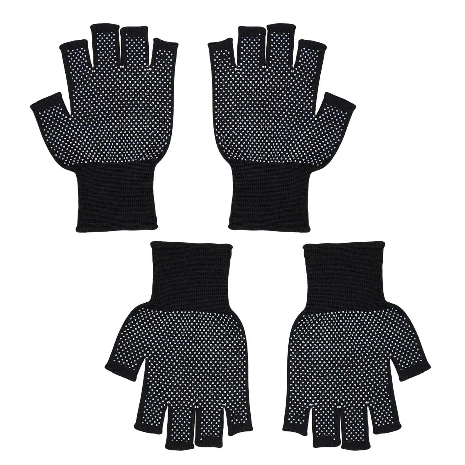 GenericUnisex 2 Pairs Fingerless Work Gloves, 5 Half-Finger Breathable Fitness Cycling Gloves, Black, Ideal for Construction, Outdoor Sports, No-Slip & UV Protection