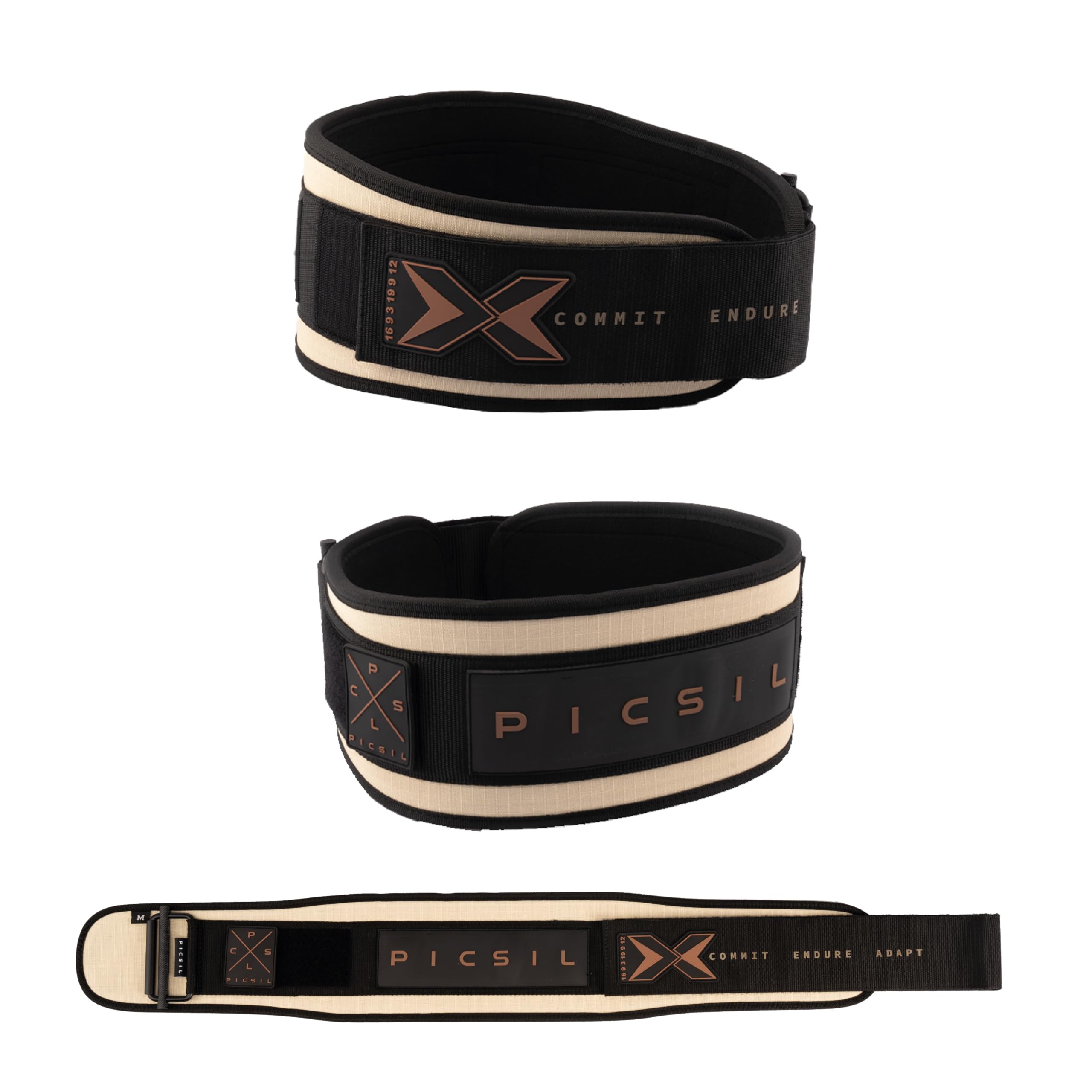 PICSIL - Cinturón Lumbar para Levantamiento Pesas | Personalizable con Parches | Soporte para Cross training y Gimnasio | Faja de Fuerza para Hombre y Mujer |