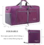 Woogwin Travel Duffle Bag Large Foldable Waterproof Overnight Bag for Beach Swim Bags Pool Sports Gym(Purple)