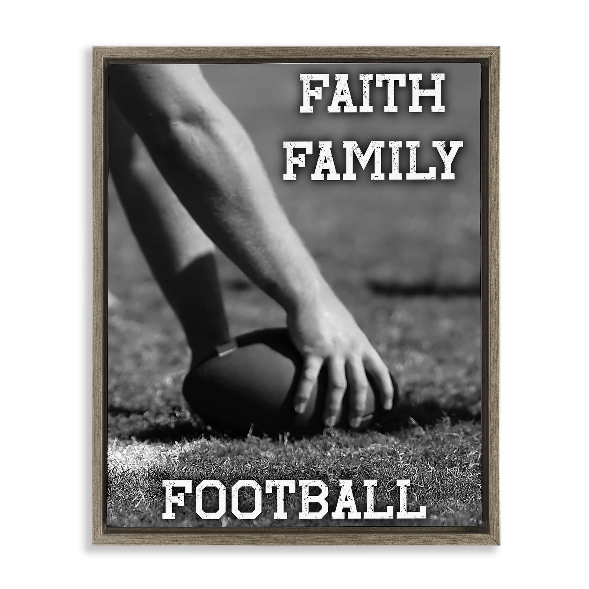 Stupell Industries Montalcino Elm (Textured) 'Faith Family Football Hike'| Floating Frame Canvas Art
