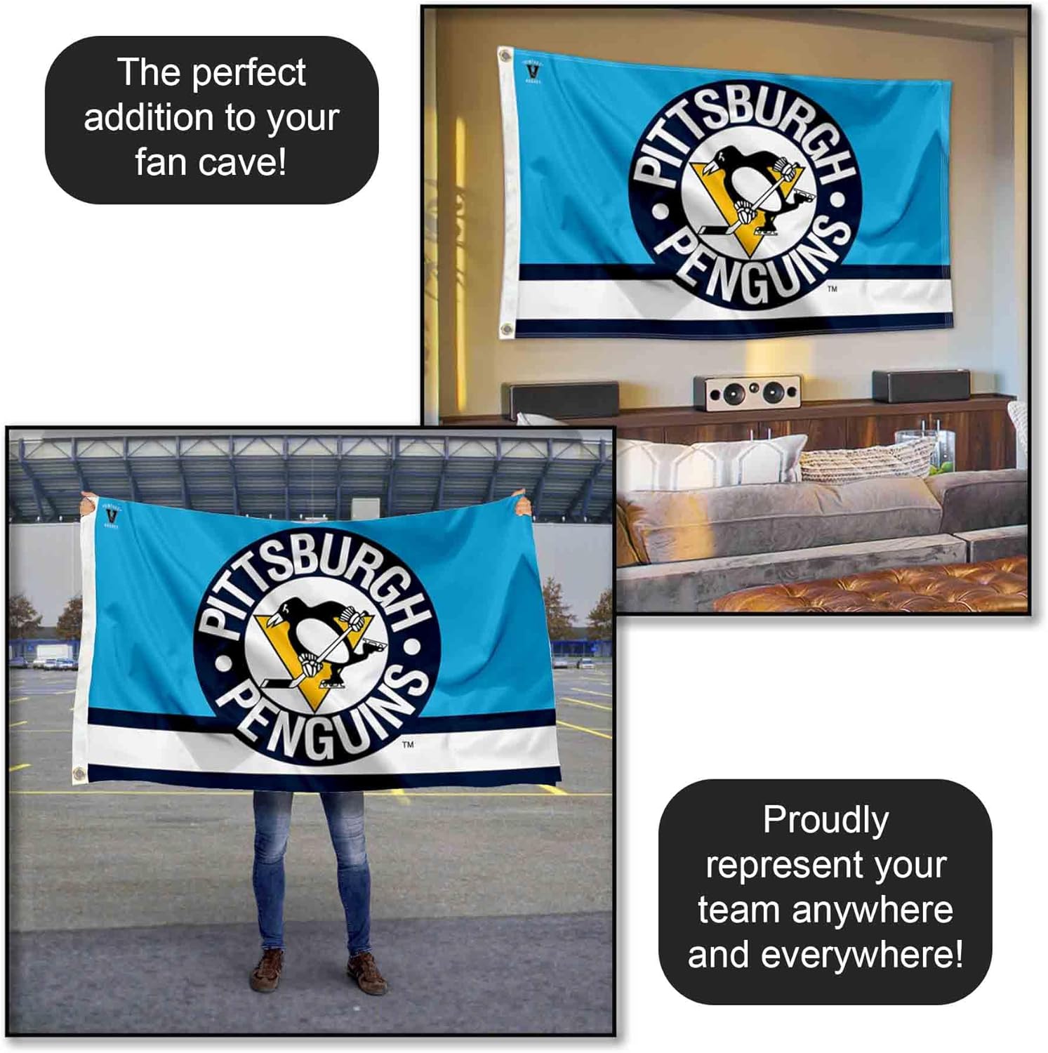 Pittsburgh Penguins Vintage Logo Flag and Banner - Image 5