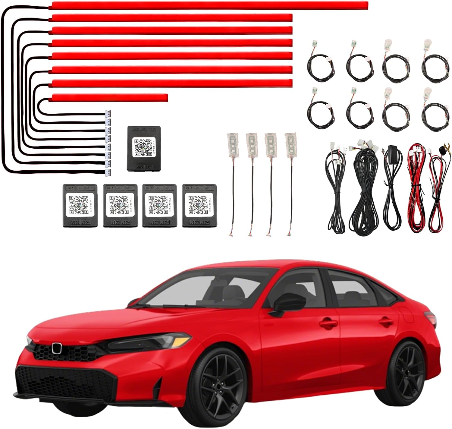 for Acrylic Honda Civic Environmental Lighting Kit, RGB 20 in 1 for Honda Civic 20252026 Model, Interior Led Lights for Cars， 24 Million Colors and 256 Color Modes