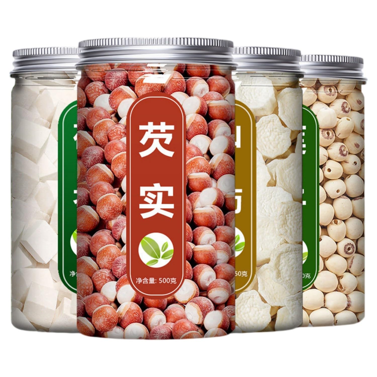 【大罐】【4罐】芡实500g 茯苓250g 山药花茶250g 莲子250g Premium Natural china herbal tea Loose Leaf Tea,Chinese Tea, Sulfur Free,Flower tea,dark tea,loose tea Sweet Fresh