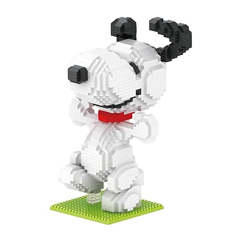 BlueBrixx Pro 108138 – Tanzender Snoopy (Diamond Blocks) aus Klemmbausteinen mit 1546 Bauelementen - Tanzender Snoopy
