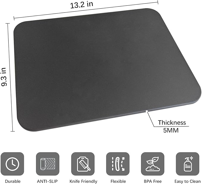 Tabla de cortar rectangular de TPU flexible negra miniatura 3