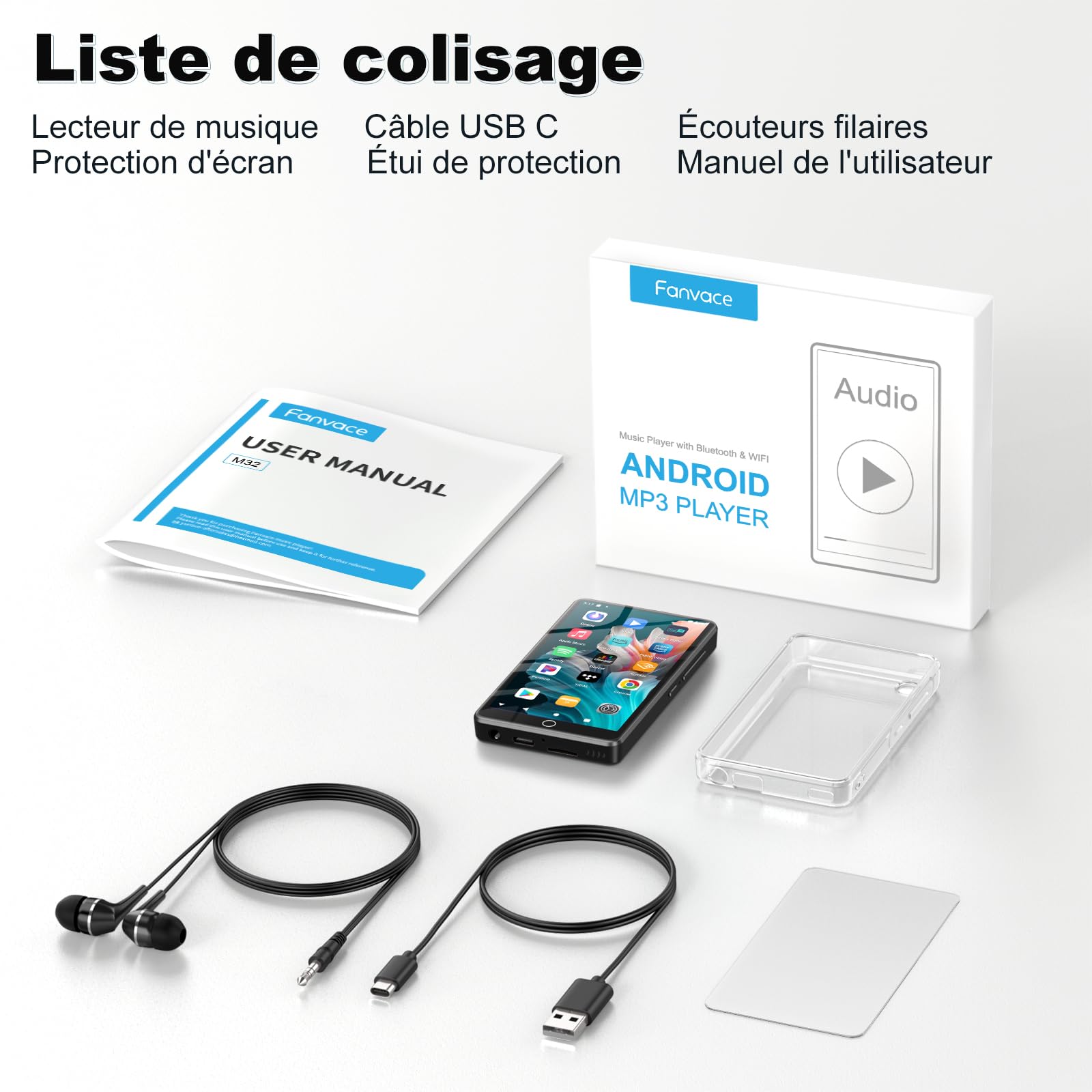 16 Go Lecteur MP3 avec Bluetooth WiFi et écran Tactile 4.02"