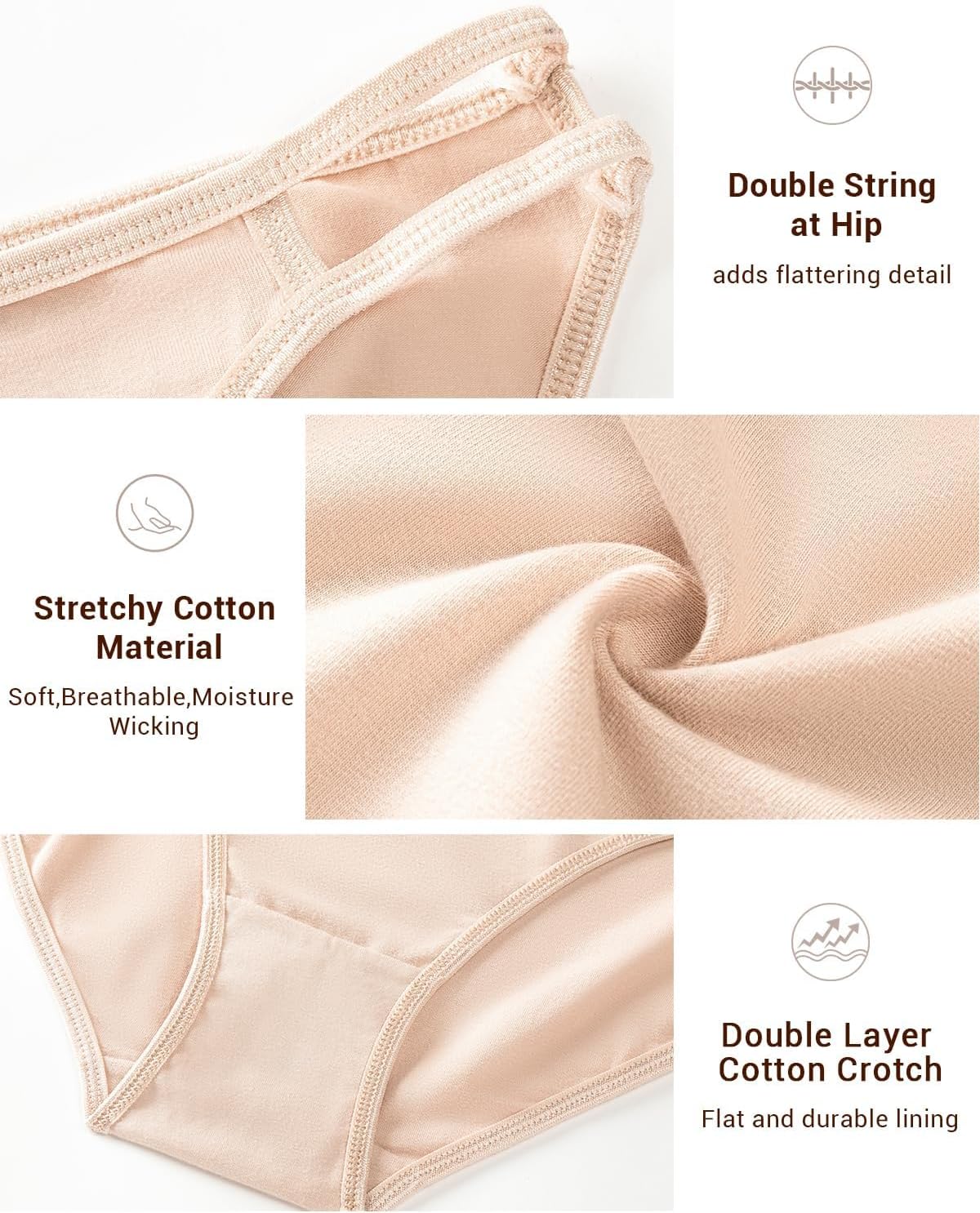 Jo & Bette String Bikini Underwear for Women - Bikini Panties - Cotton Underwear Tango Hipster Soft Sexy 6 Pack - Image 4