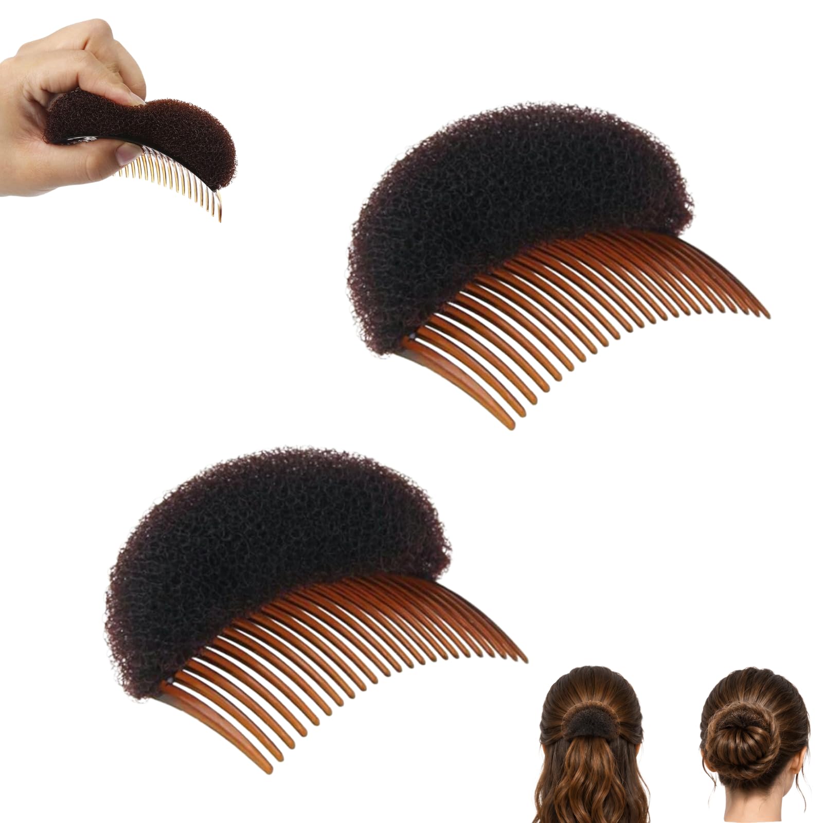 2Pcs Hair Styling Accessories Set, Foam Bun Maker Inserts, Volume Up Pads, Braid Tool Clips, Barrettes Hair Accessories