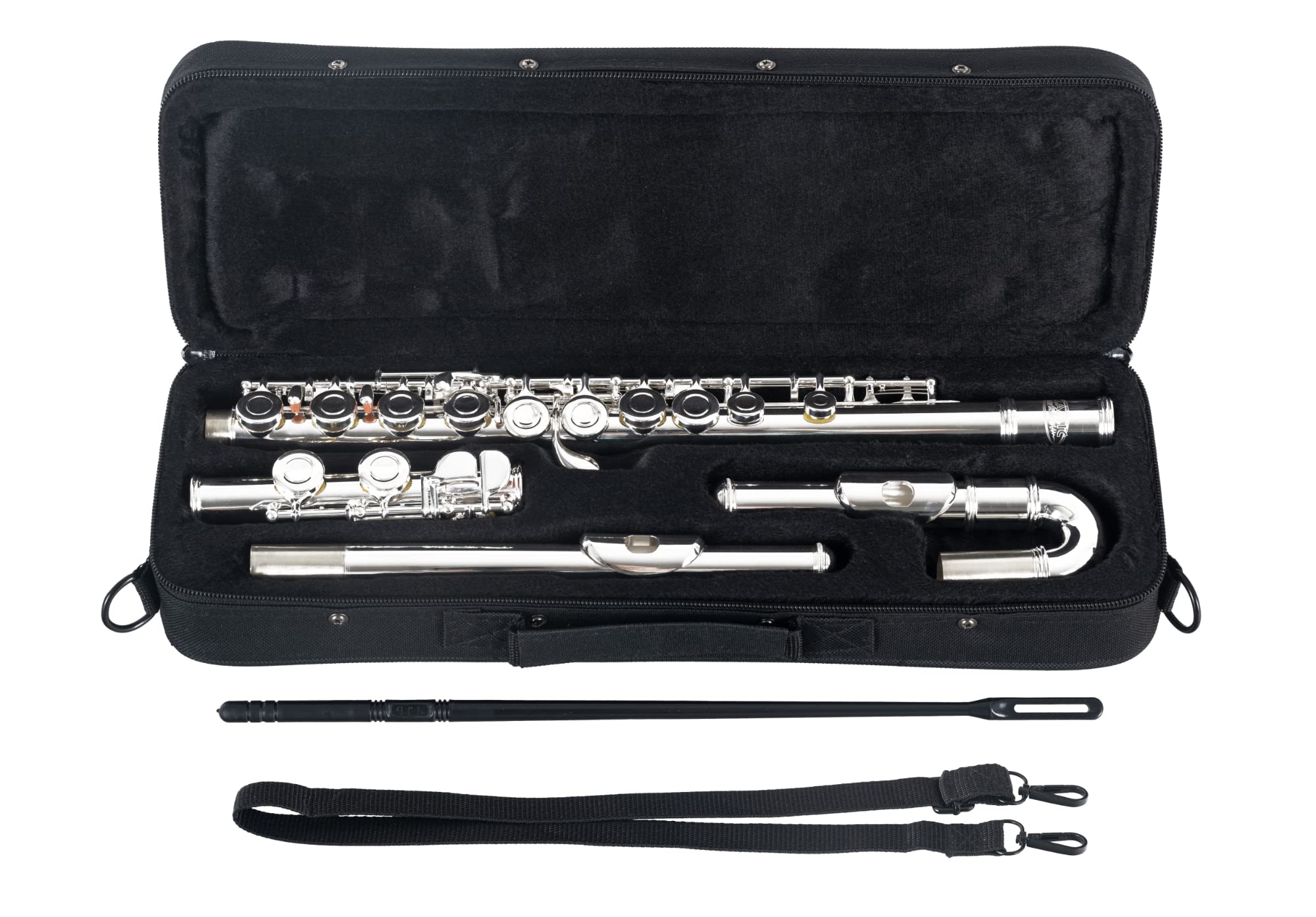 Classic Cantabile FL-200U Querflöte Neusilber Einsteigerinstrument E-Mechanik inklusive Wischerstab Etui