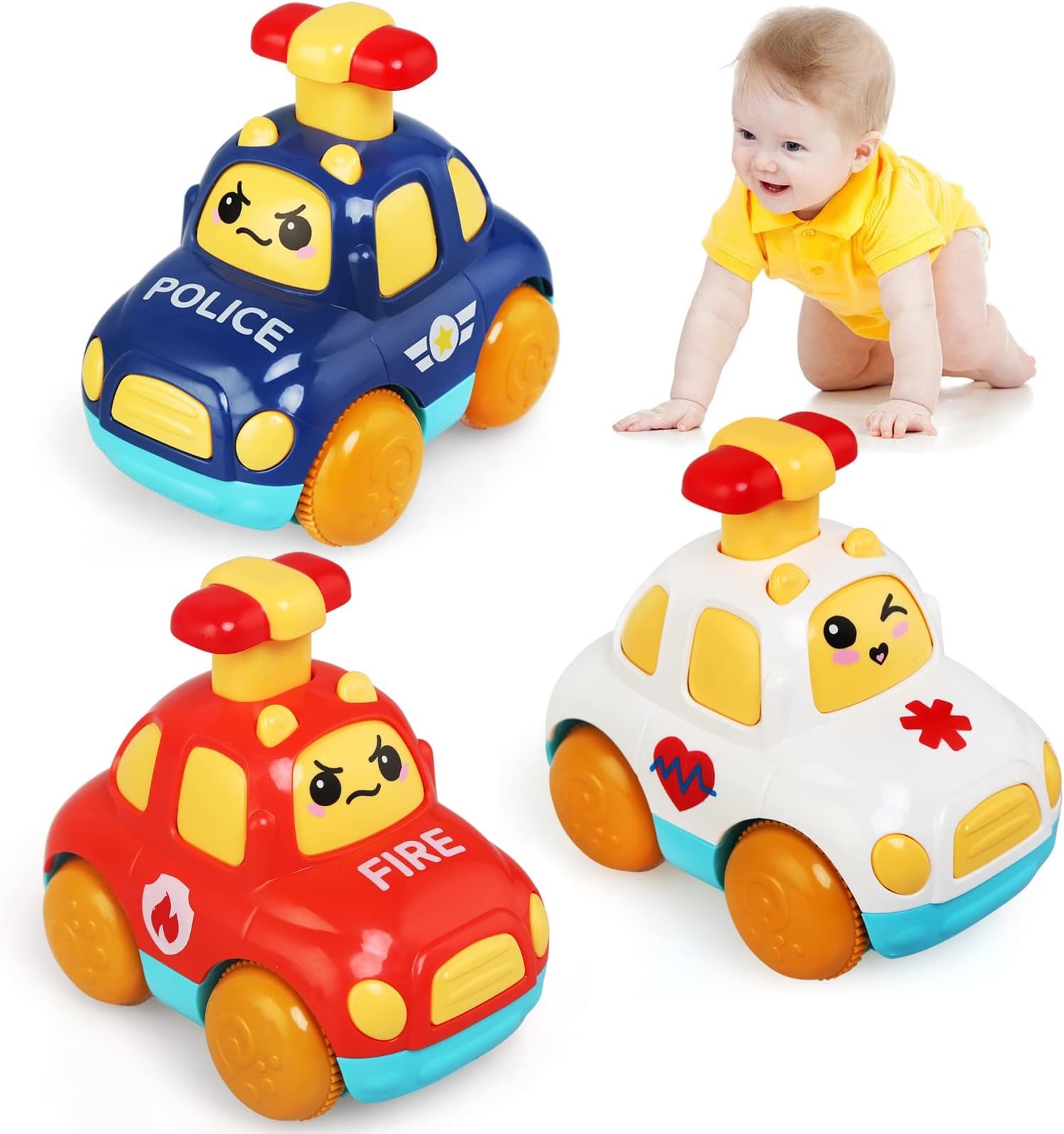 LEADSTAR Baby Toy Cars,Cartoon Wind up Cars for 1 Year Old Boy Gifts Press and Go Toddler Toy for Toddlers 1-3 Baby Toys 12-18 Months Gifts for 1 2 3 Year Old Boys Girls